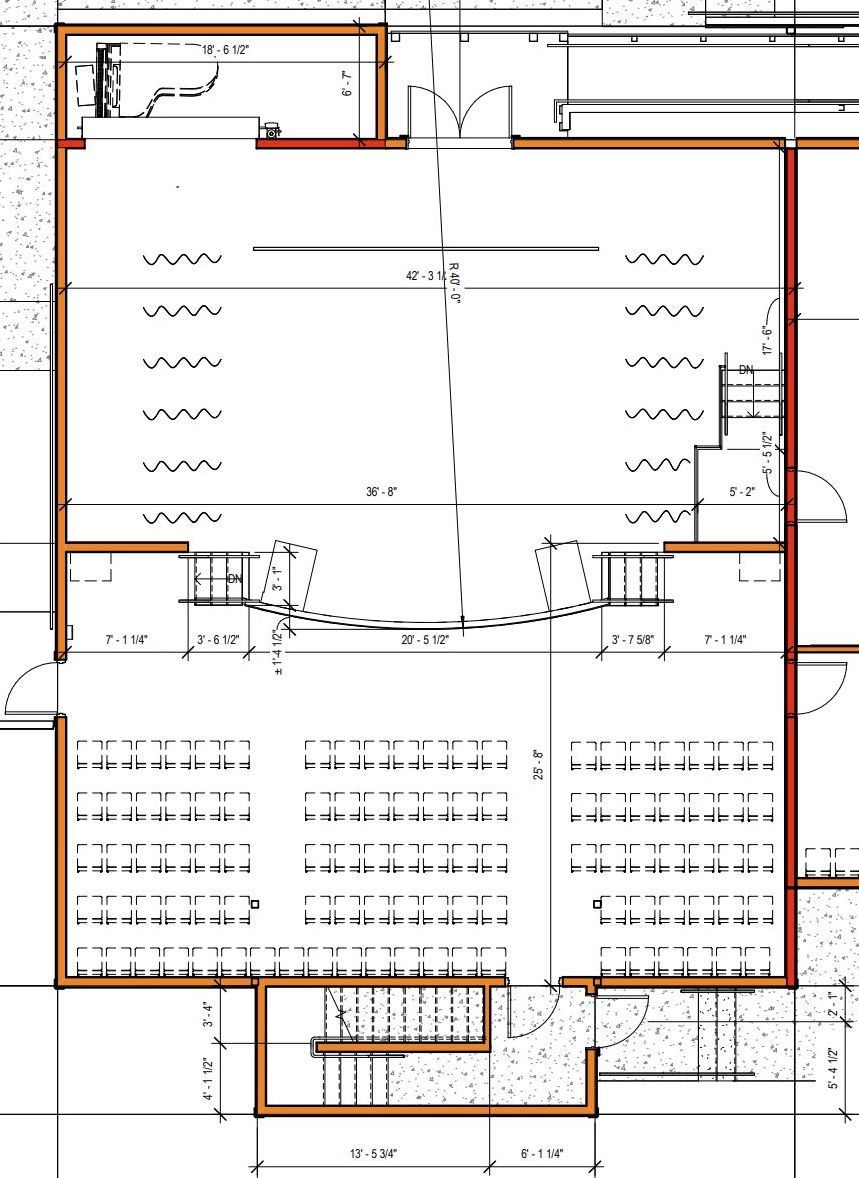 The schematic for Three Rivers Theater